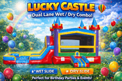 LUCKY CASTLE BOUNCE HOUSE / SLIDE COMBO   WET OR DRY