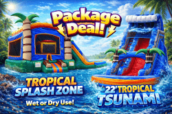 Tropical Bounce House Combo with 22' Wet OR Dry Slide Package